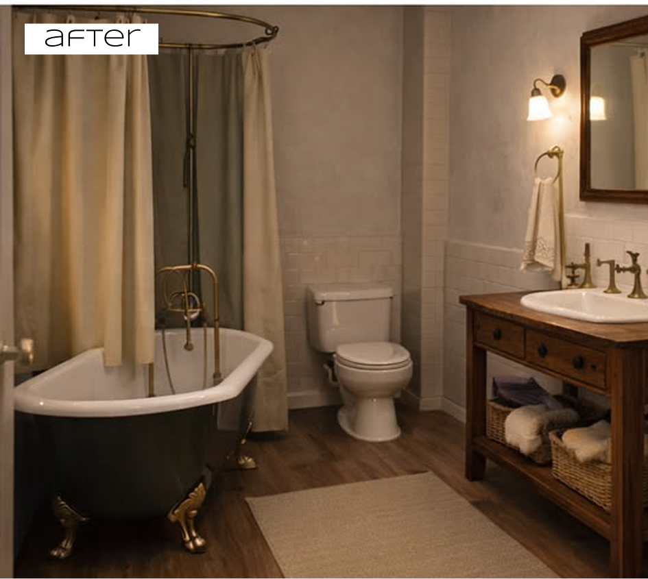 Luxury bathroom after renovation by TAM Living Dubai — freestanding tub and marble walls